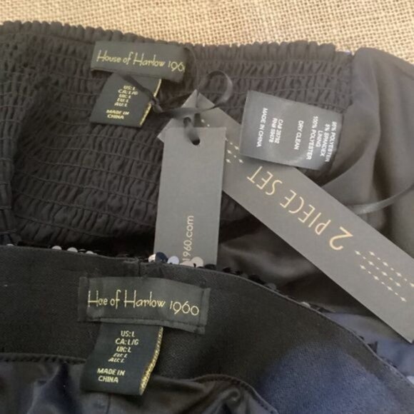 NWT 2pc‎ House of Harlow 1960 Revolve sequins pants & halter top set Size large - Picture 9 of 9